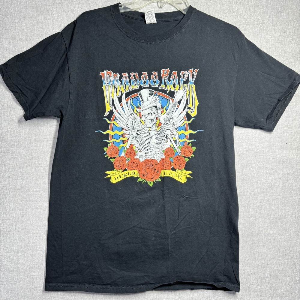 Voodoo Rock Shirt Mens Medium Black Skeleton World Tour‎ Fruit Of The Loom Tee